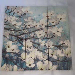 3 piece floral canvas painting 30x30.5